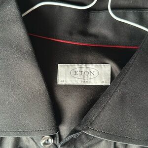 Eton, men’s black dress shirt, 42 slim, 16.5 neck 34 inch sleeves.